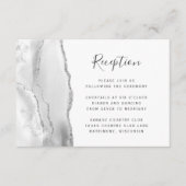 Modern Gray White Silver Agate Wedding Reception Informatiekaartje (Voorkant)