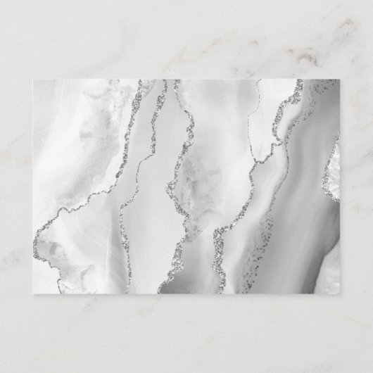 Modern Gray White Silver Agate Wedding Reception Informatiekaartje (Achterkant)