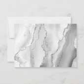 Modern Gray White Silver Agate Wedding RSVP Kaartje (Achterkant)