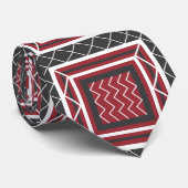 Modern Gray White Square Chevron Stripe Stropdas (Opgerold)