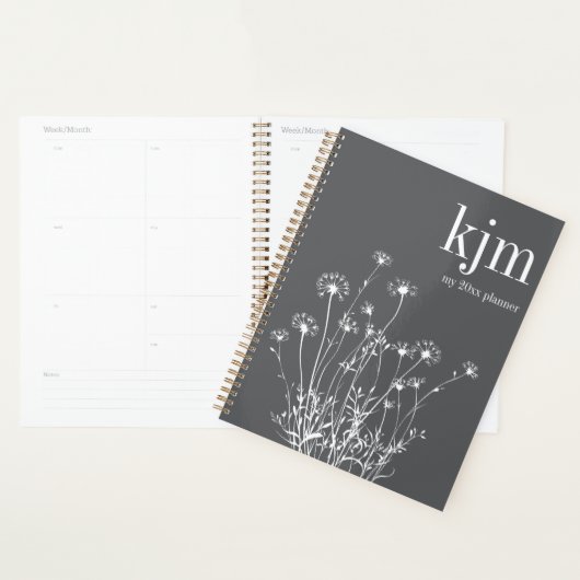 Modern Gray & White Wildflowers Planner (Display)