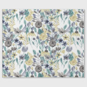 Modern Gray Yellow Floral Waterverf Pattern Cadeaupapier (Vlak)
