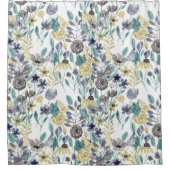 Modern Gray Yellow Floral Waterverf Pattern Douchegordijn (Voorkant)
