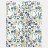 Modern Gray Yellow Floral Waterverf Pattern Fleece Deken (Voorkant)