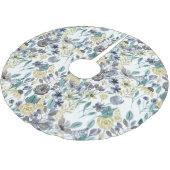 Modern Gray Yellow Floral Waterverf Pattern Kerstboom Rok (Gekanteld)