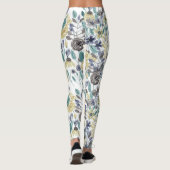 Modern Gray Yellow Floral Waterverf Pattern Leggings (Achterkant)