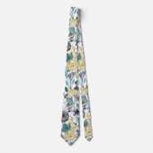 Modern Gray Yellow Floral Waterverf Pattern Stropdas (Voorkant)