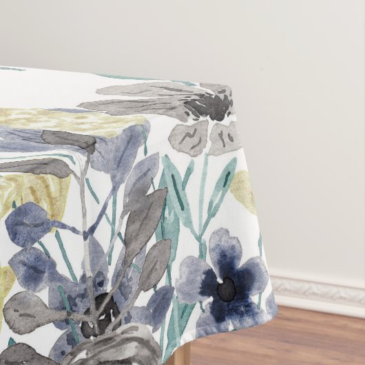 Modern Gray Yellow Floral Waterverf Pattern Tafelkleed (Voorbeeld)