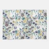 Modern Gray Yellow Floral Waterverf Pattern Theedoek (Horizontaal)
