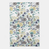 Modern Gray Yellow Floral Waterverf Pattern Theedoek (Verticaal)