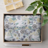 Modern Gray Yellow Floral Waterverf Pattern Tissuepapier (Geschenk)