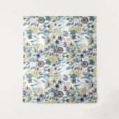 Modern Gray Yellow Floral Waterverf Pattern Wandkleed (Voorkant)
