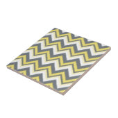 Modern Gray Yellow ikat Chevron Pattern Tegeltje (Zijkant)