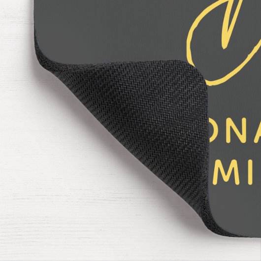 Modern Gray Yellow Monogram Muismat (Hoek)