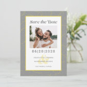 Modern Gray Yellow Pattern | De datumfoto opslaan Save The Date (Staand voorkant)