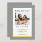 Modern Gray Yellow Pattern | De datumfoto opslaan Save The Date (Voorkant / Achterkant)