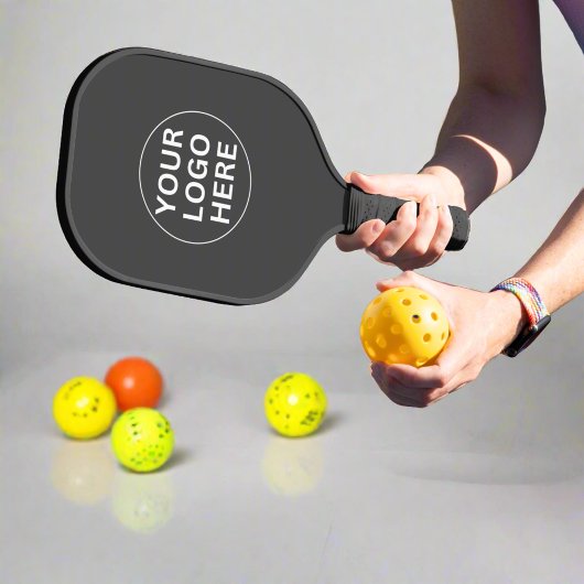 Modern Gray Zakelijk Gebrand Logo  Pickleball Paddle