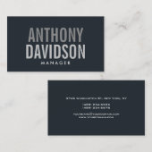 Modern Grayish Blue Huge Bold Text Visitekaartje (Voorkant / Achterkant)