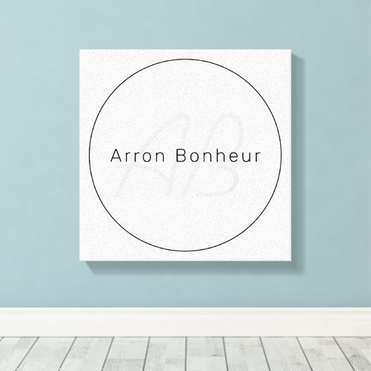 Modern Grays & Black | Naam kool en monogram Canvas Afdruk (Insitu (Houten vloer))