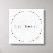 Modern Grays & Black | Naam kool en monogram Canvas Afdruk (Voorkant)