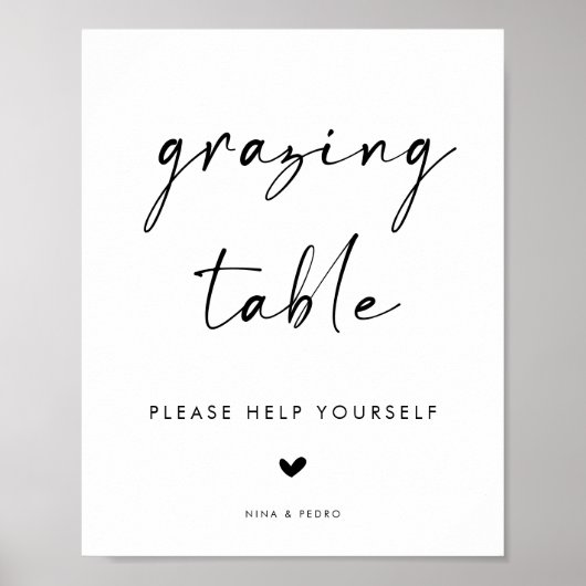 Modern Grazing Table Sign for Wedding Poster (Voorkant)