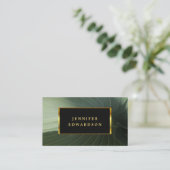 Modern grean leaf black and gold professional visitekaartje (Staand voorkant)