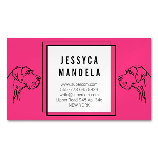 Modern Great Dane Drawing Magnetisch Visitekaartje (Voorkant)