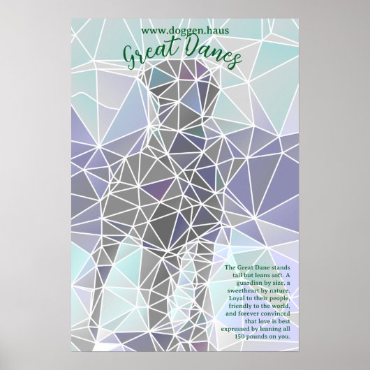 Modern Great Dane Poster green  (Voorkant)