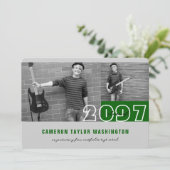 Modern Green 2 Photo Block Simple Graduparty Kaart (Staand voorkant)