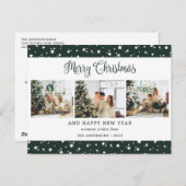 Modern Green 3 foto collage sterren Feestdagenkaart (Voorkant / Achterkant)