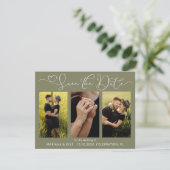 Modern Green 4 Photos Wedding Save the Date (Staand voorkant)