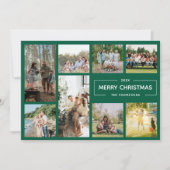 Modern Green 8 Fotocollage Vrolijk Kerstfeest Feestdagenkaart (Voorkant)