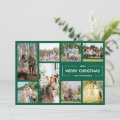 Modern Green 8 Fotocollage Vrolijk Kerstfeest Feestdagenkaart (Staand voorkant)