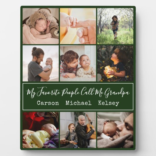 Modern Green 9 Photo Collage voor opa Fotoplaat (Voorkant)