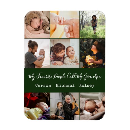 Modern Green 9 Photo Collage voor opa Magneet (Verticaal)
