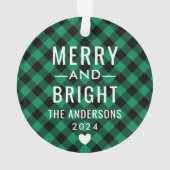 Modern Green and Black Buffalo Plaid Photo Ornament (achterkant)