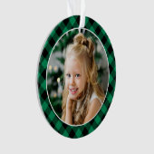 Modern Green and Black Buffalo Plaid Photo Ornament (voorkant)
