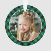 Modern Green and Black Buffalo Plaid Photo Ornament (voorkant)