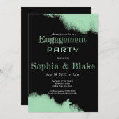 Modern Green and Black Fun Engagement Party Kaart (Voorkant / Achterkant)
