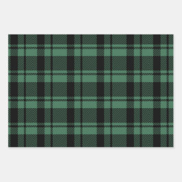 Modern Green and Black Tartan Pset Inpakpapier Vel