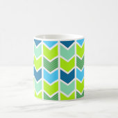 Modern Green and Blue Geometric Chevron Pattern Koffiemok (Center)