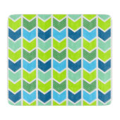 Modern Green and Blue Geometric Chevron Pattern Snijplank (Voorkant)
