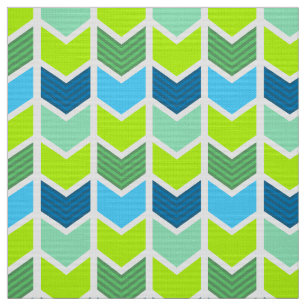 Modern Green and Blue Geometric Chevron Pattern Stof