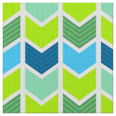 Modern Green and Blue Geometric Chevron Pattern Stof (Close Up)