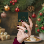 Modern Green and Gold Christmas QR Code RSVP Card Informatiekaartje