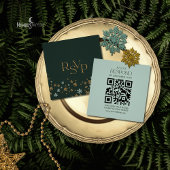 Modern Green and Gold Christmas QR Code RSVP Card Informatiekaartje