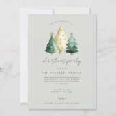 Modern Green and Gold Evergreen Christmas Party Kaart (Voorkant)