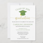 Modern Green and Gold Graduation Party Invitation Kaart (Voorkant)