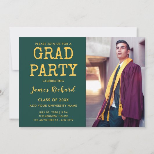 Modern Green and Gold Graduation Party Kaart (Voorkant)