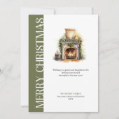 Modern Green And Gold Minimalist Christmas Card Feestdagenkaart (Voorkant)